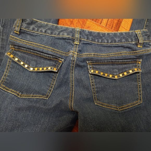 Michael Kors Dark Blue Jeans Flare Embellished Logo Women's Size 4 - Picture 5 of 6